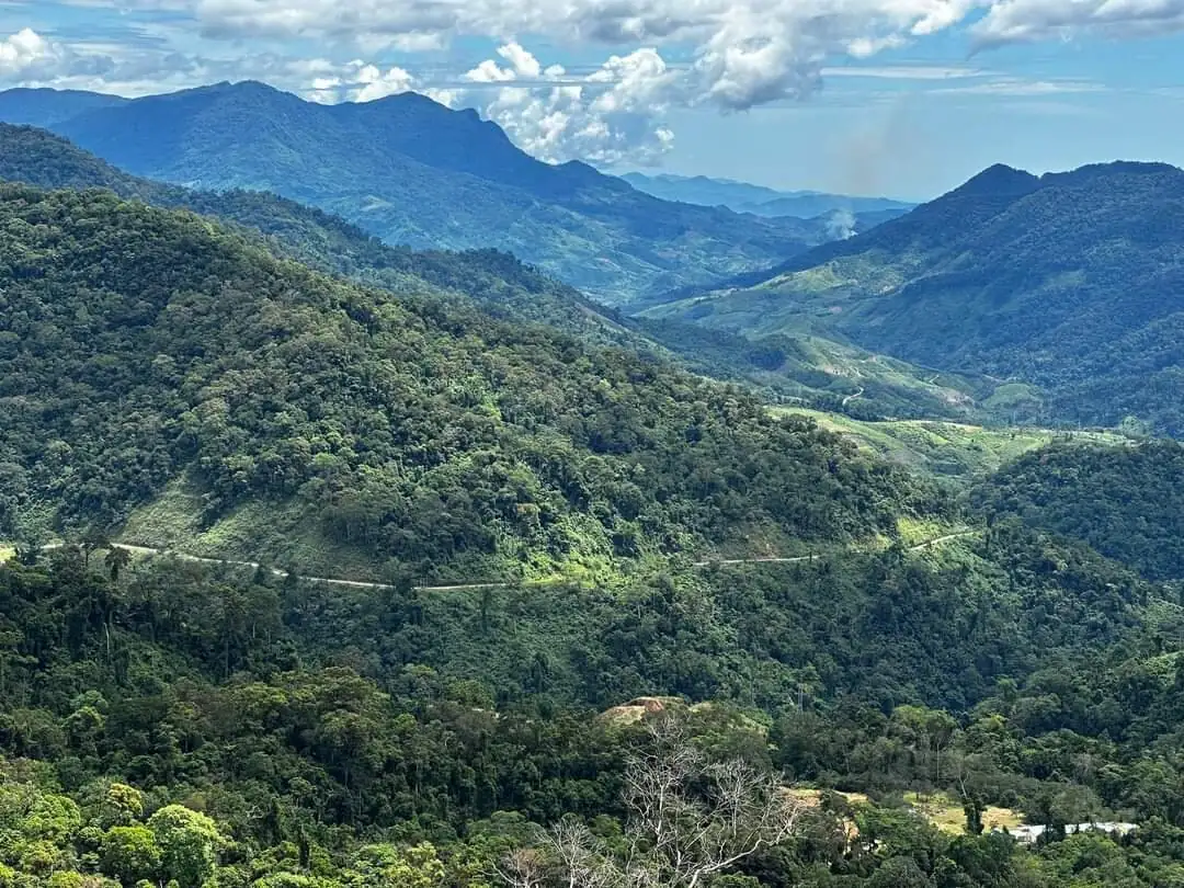 The hills the western branch of the Ho Chi Minh road runs through.